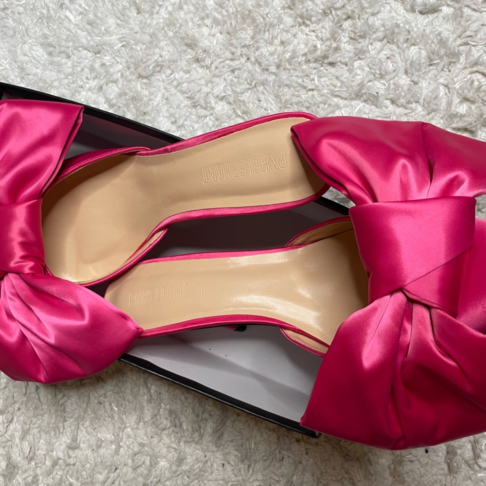 Fuchsia Bow Satin Slide Heels - Women